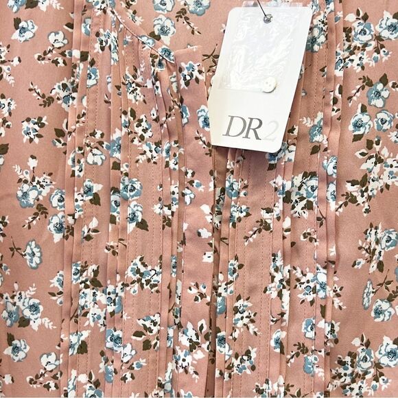 DR2 by Daniel Rainn Ditsy Floral Pintuck Cap Sleeve Blouse, Size XS Dusty Rose - Picture 4 of 12